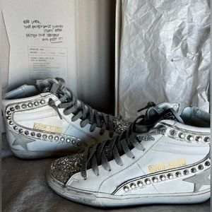 Golden Goose Classic Slide- White/Silver/Stud Detail